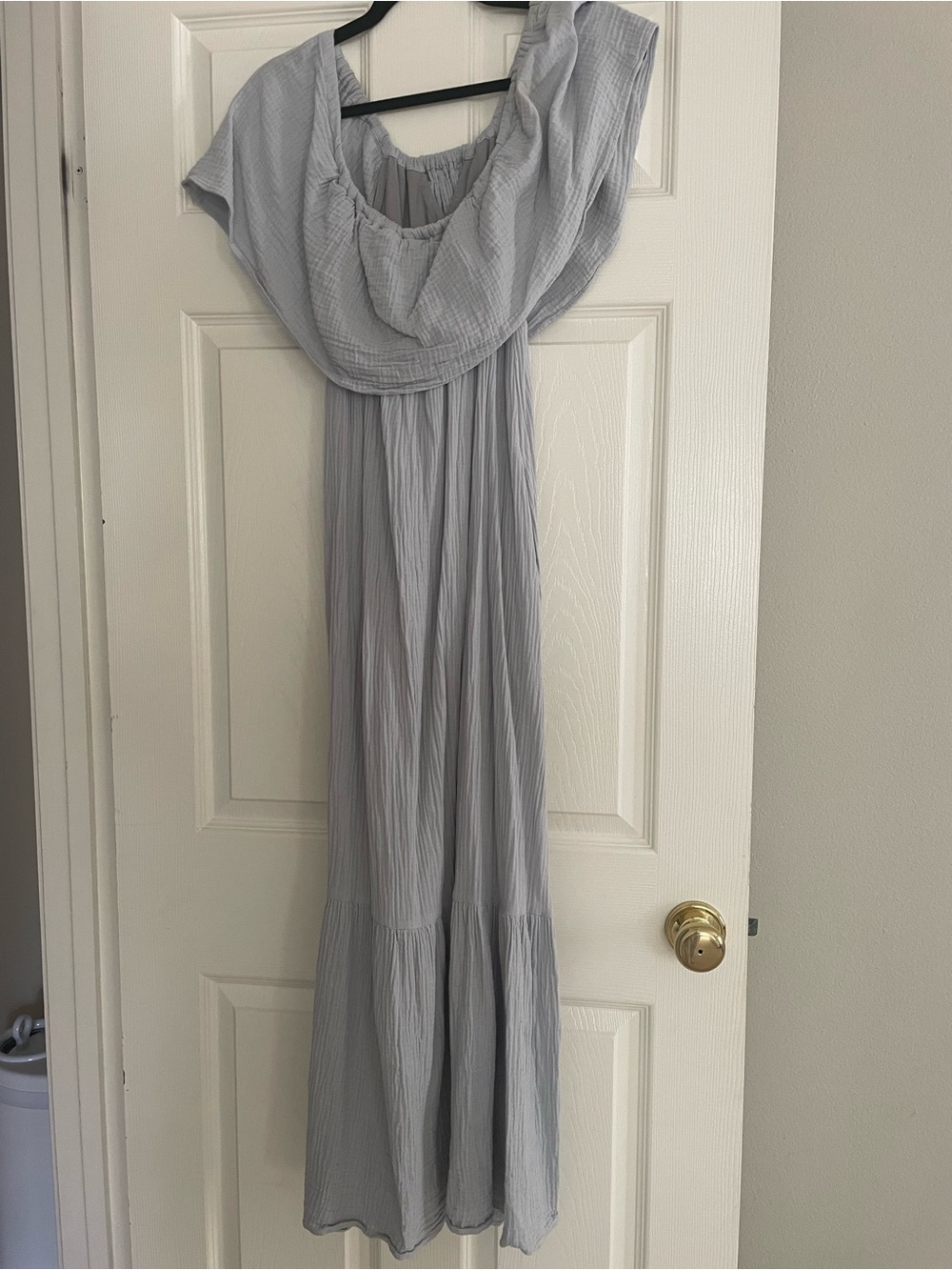 Shop Worth Collective Light Blue Off-Shoulder Maxi Dress
